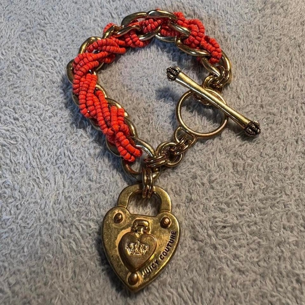 Juicy‎ Couture red and gold heart lock bracelet